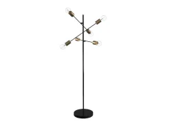 Candeeiro Com Multiplas Lampadas Estilo Industrial Klepton - Metal - 49,5 X 28,5 X 146,5 Cm - Preto E Dourado