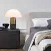 Candeeiro De Mesa Cogumelo Marmore, Metal E Vidro D30 X A35 Cm Branco E Dourado - Langford