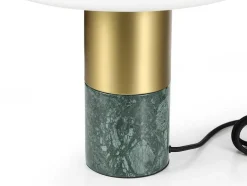 Candeeiro De Mesa Cogumelo Marmore, Metal E Vidro D30 X A35 Cm Branco E Dourado - Langford