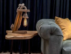 Candeeiro De Mesa Em Madeira De Abeto Feito A Mão De A.35 Cm - Karatas