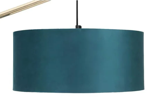 Candeeiro De Pe Em Arco Estilo Art Deco Latao E Marmore Em Veludo De A. 164 Cm Cor Azul-Esverdeado - Nour