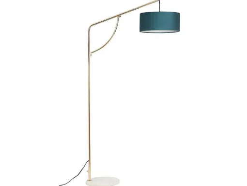 Candeeiro De Pe Em Arco Estilo Art Deco Latao E Marmore Em Veludo De A. 164 Cm Cor Azul-Esverdeado - Nour