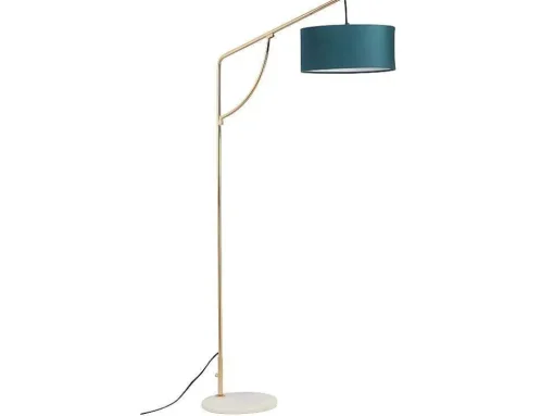 Candeeiro De Pe Em Arco Estilo Art Deco Latao E Marmore Em Veludo De A. 164 Cm Cor Azul-Esverdeado - Nour
