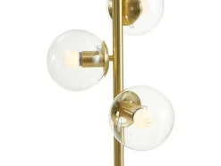 Candeeiro De Pe Em Latao Escovado E 3 Globos Em Vidro Vintage De A. 148 Cm - Yukon