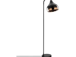 Candeeiro De Pe Em Metal Com Abajur Orientavel De A. 120 Cm Cor Preto E Acobreado - Yildo
