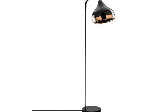 Candeeiro De Pe Em Metal Com Abajur Orientavel De A. 120 Cm Cor Preto E Acobreado - Yildo
