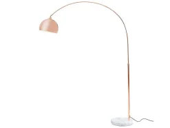 Candeeiro De Pe Grande Em Arco Estilo Art Deco 140 X 35 X 180 Cm Em Metal E Marmore Cor Cobre - Ombrage
