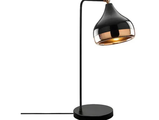 Candeeiro De Secretária Orientavel Em Metal De D. 17 X A. 52 Cm Cor Preto E Acobreado - Yildo