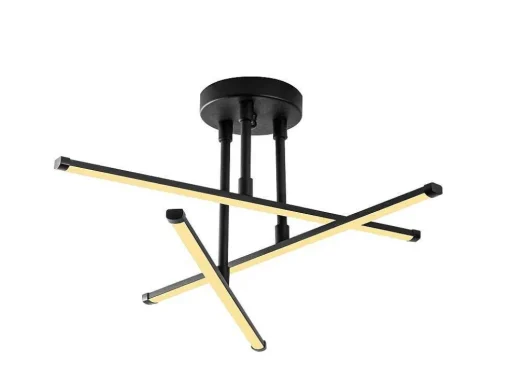Candeeiro De Teto Design De Leds Em Metal L. 51 X A. 26 Cm, Preto - Heras