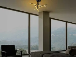 Candeeiro De Teto Design De Leds Em Metal L. 51 X A. 26 Cm, Preto - Heras