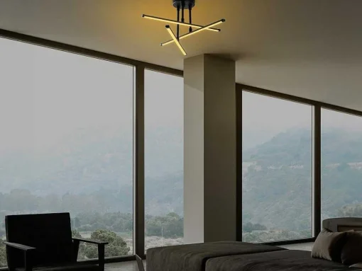 Candeeiro De Teto Design De Leds Em Metal L. 51 X A. 26 Cm, Preto - Heras