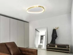 Candeeiro De Teto Design Com Leds De Intensidade Variavel Aluminio E Metal L65 Dourado - Granby