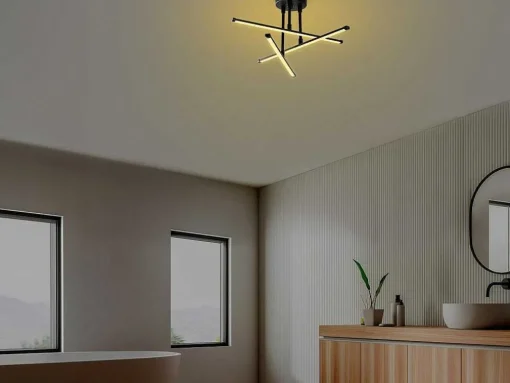 Candeeiro De Teto Design De Leds Em Metal L. 51 X A. 26 Cm, Preto - Heras