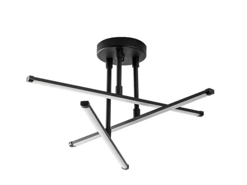 Candeeiro De Teto Design De Leds Em Metal L. 51 X A. 26 Cm, Preto - Heras
