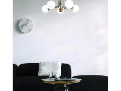 Candeeiro De Teto Em Metal Com 5 Globos De D. 80 X A. 34 Cm Cor Branco E Dourado - Daisy