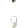 Candeeiro De Teto Em Metal Com Globo De D. 18 X A. 70 Cm Cor Branco E Cobre - Kohann