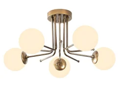 Candeeiro De Teto Em Metal Com 5 Globos De D. 80 X A. 34 Cm Cor Branco E Dourado - Daisy