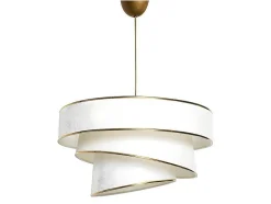 Candeeiro De Teto Em Tecido E Metal De D. 40 X A. 72 Cm Cor Creme E Dourado - Tairon