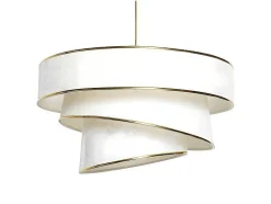 Candeeiro De Teto Em Tecido E Metal De D. 40 X A. 72 Cm Cor Creme E Dourado - Tairon