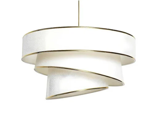 Candeeiro De Teto Em Tecido E Metal De D. 40 X A. 72 Cm Cor Creme E Dourado - Tairon