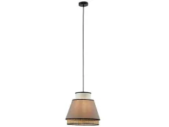 Candeeiro De Teto Escandinavo Empalhado Cor Natural E Taupe De D.35 X A.120 Cm - Klaus
