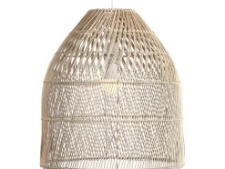 Candeeiro De Teto Etnico Em Metal E Rotim Cor Natural De D.40 X A. 120 Cm - Parnaiba