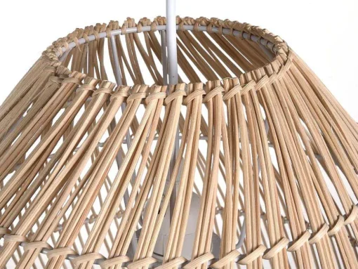 Candeeiro De Teto Etnico Em Metal E Rotim Cor Natural De D.40 X A. 120 Cm - Parnaiba
