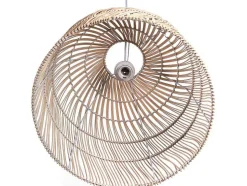 Candeeiro De Teto Etnico Em Metal E Rotim Cor Natural De D.40 X A. 120 Cm - Parnaiba