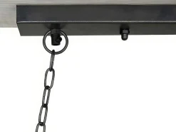 Candeeiro De Teto Industrial Estrutura Retangular Em Madeira Madeira E Metal - 4 Lampadas - A. 31 X C.100 Cm - Natural E Preto - Olius