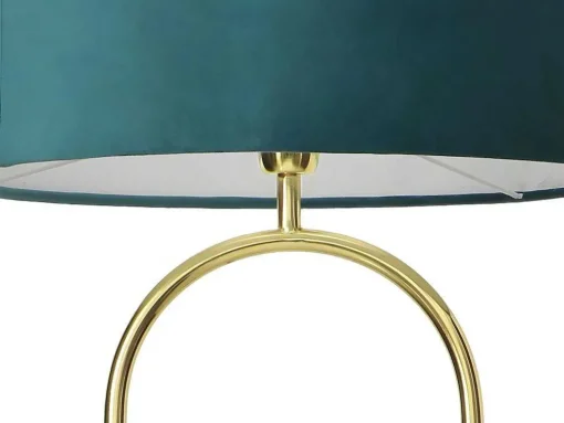 Candeeiro Estilo Art Deco Em Latao, Marmore E Veludo De A.156 X D.45 Cm Cor Azul - Nour