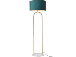 Candeeiro Estilo Art Deco Em Latao, Marmore E Veludo De A.156 X D.45 Cm Cor Azul - Nour
