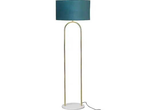 Candeeiro Estilo Art Deco Em Latao, Marmore E Veludo De A.156 X D.45 Cm Cor Azul - Nour