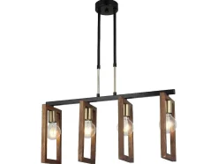 Candeeiro Suspenso Como, Dourado, Preto, Madeira, 67 X 17 X 91 Cm, Epikasa