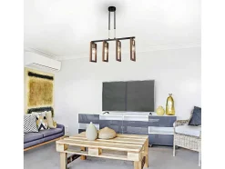 Candeeiro Suspenso Como, Dourado, Preto, Madeira, 67 X 17 X 91 Cm, Epikasa