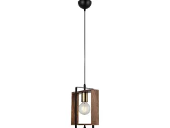 Candeeiro Suspenso Lecco, Dourado, Preto, Madeira, 14 X 22 X 82 Cm, Epikasa