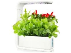 Canteiro De Interior Com Leds 3 Plantas, Altura Ajustavel, Branco - Gardenio