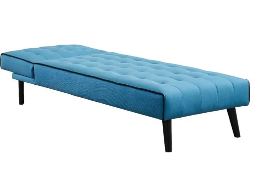 Chaise Longue Cama Em Tecido Azul E Contornos Pretos - Bayou