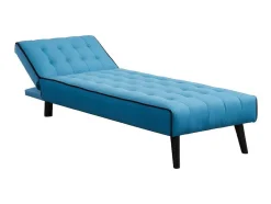 Chaise Longue Cama Em Tecido Azul E Contornos Pretos - Bayou