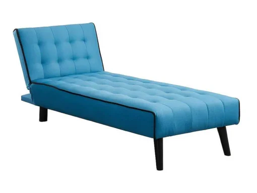 Chaise Longue Cama Em Tecido Azul E Contornos Pretos - Bayou