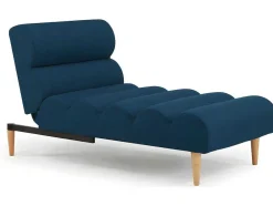 Chaise Longue Convertivel Em Cama Em Tecido Azul - Cival