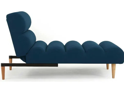 Chaise Longue Convertivel Em Cama Em Tecido Azul - Cival