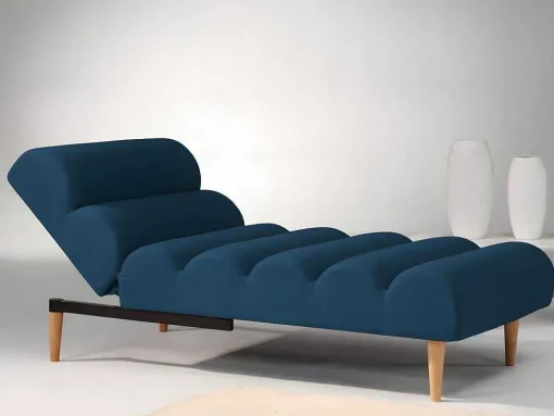 Chaise Longue Convertivel Em Cama Em Tecido Azul - Cival
