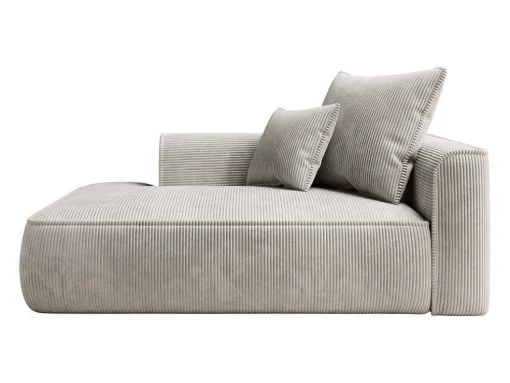 Chaise Longue Direita Veludo Canelado Bege - Pineta