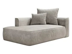 Chaise Longue Direita Veludo Canelado Bege - Pineta