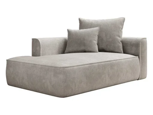 Chaise Longue Direita Veludo Canelado Bege - Pineta