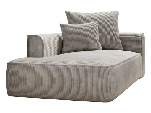 Chaise Longue Direita Veludo Canelado Bege - Pineta