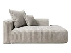 Chaise Longue Esquerda Veludo Canelado Bege - Pineta