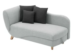 Chaise-Longue Direita Convertivel Em Tecido Cinza-Claro Com Espaco De Arrumação - Penelope