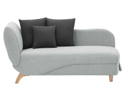 Chaise-Longue Direita Convertivel Em Tecido Cinza-Claro Com Espaco De Arrumação - Penelope