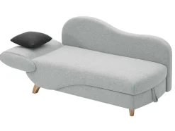 Chaise-Longue Direita Convertivel Em Tecido Cinza-Claro Com Espaco De Arrumação - Penelope